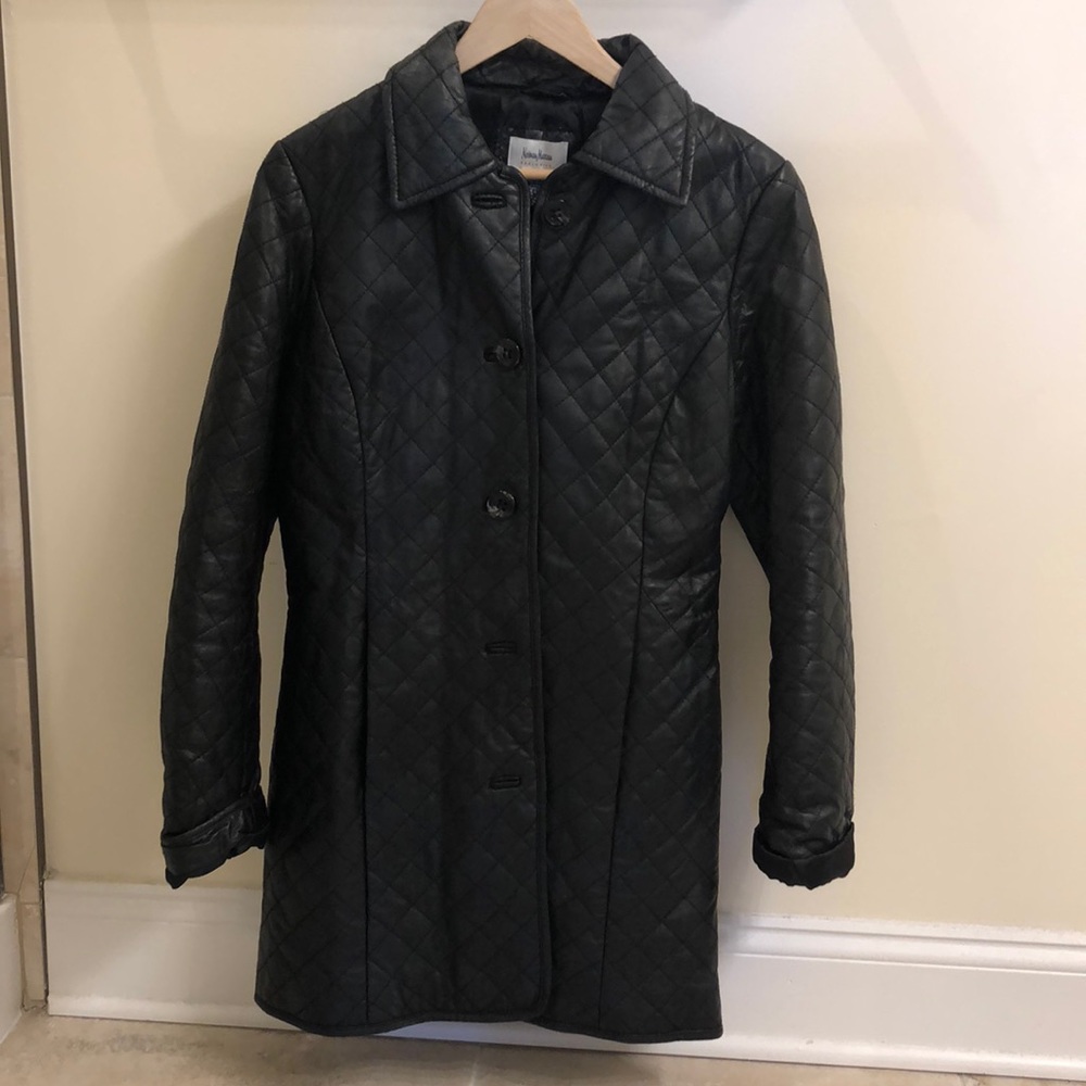Neiman Marcus Lamb Leather Coat